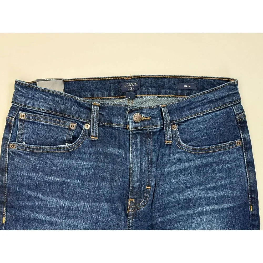 J Crew Flex Slim-fit Jean Mens 30x32 NWT Stretch Cotton‎ 5-Pockets Flat front